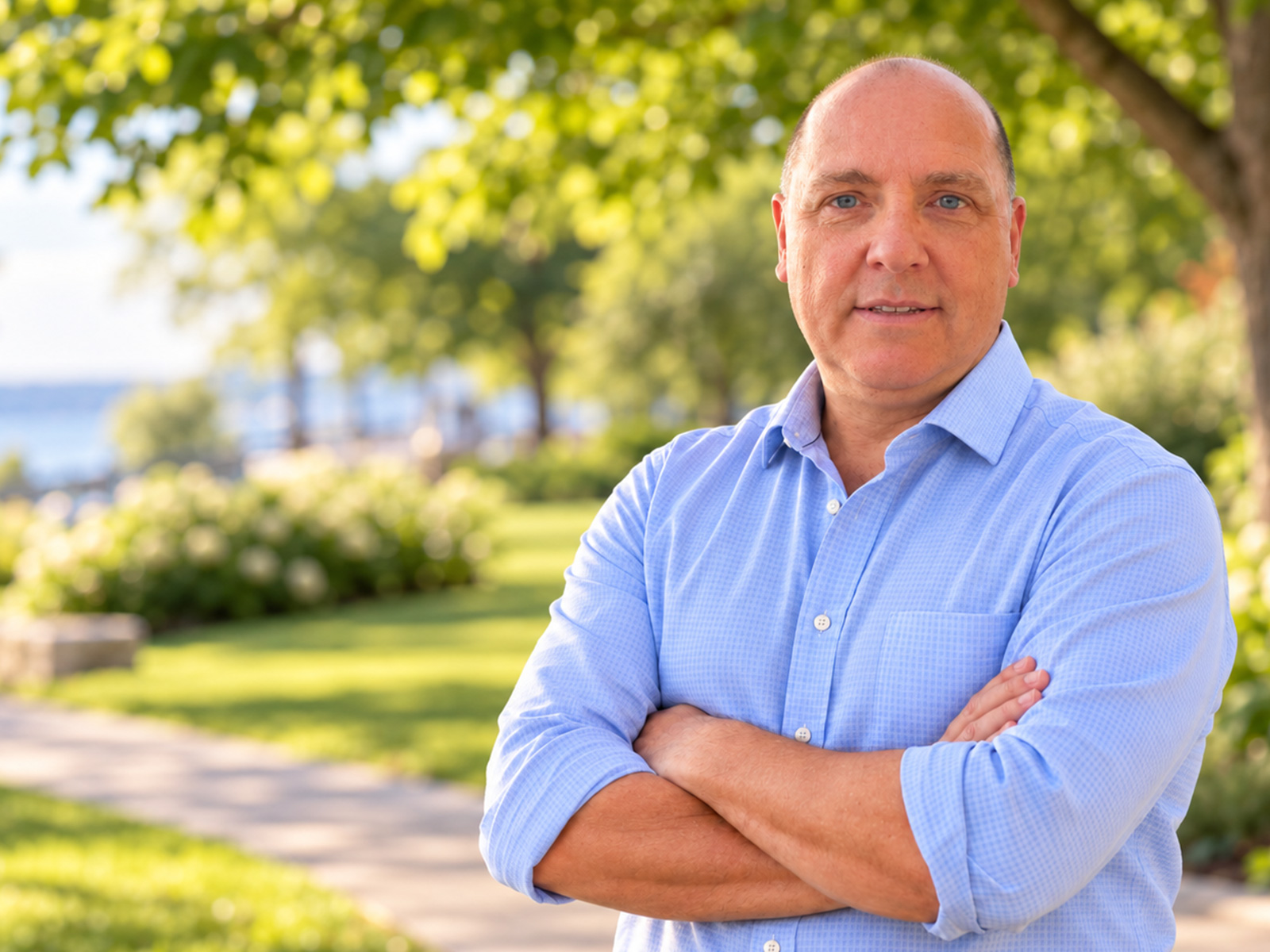 Brian Machan, Ward 5 candidate, in a Burlington neighbourhood